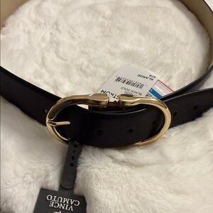 Vince Camuto Women's Belt in Black with Gold Buckle